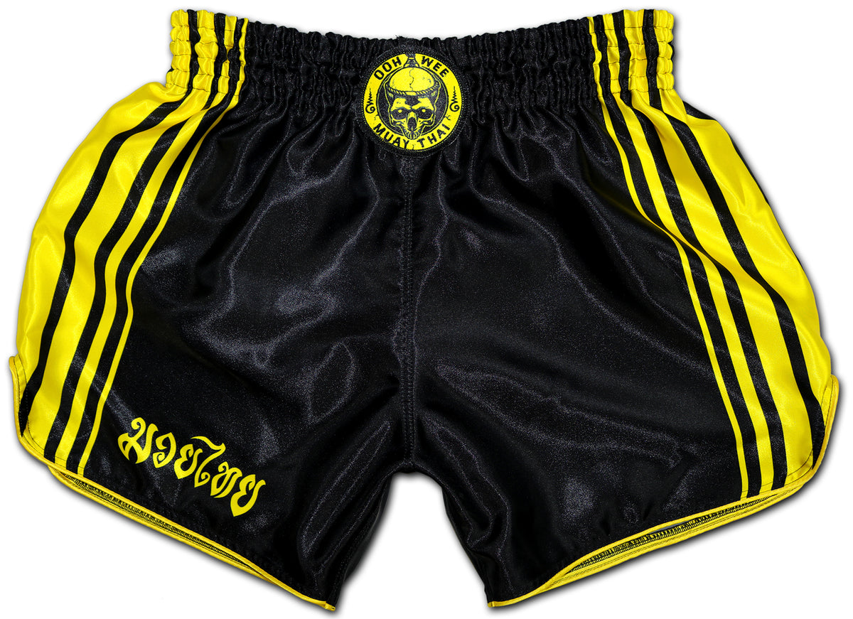 Lightning Bolts Yellow Print Pattern Muay Thai Boxing Shorts