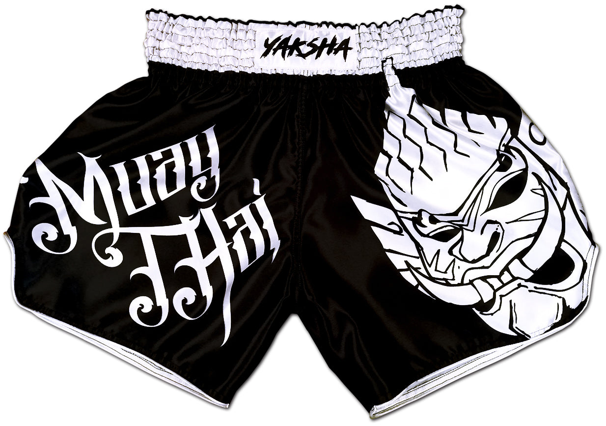 YAKSHA ☯ Yin Yang Thai Fightshorts in Black and White