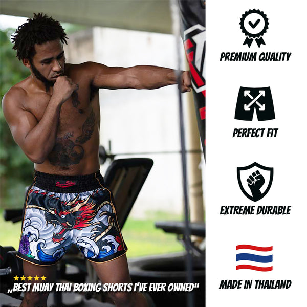 Sun Samurai Red Rising Print Muay Thai Boxing Shorts