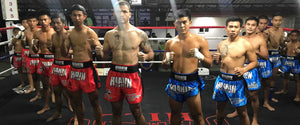 Muay Thai Boxing Shorts Red White, affordable and direct from Thailand