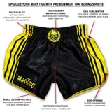 black and yellow muay thai shorts info