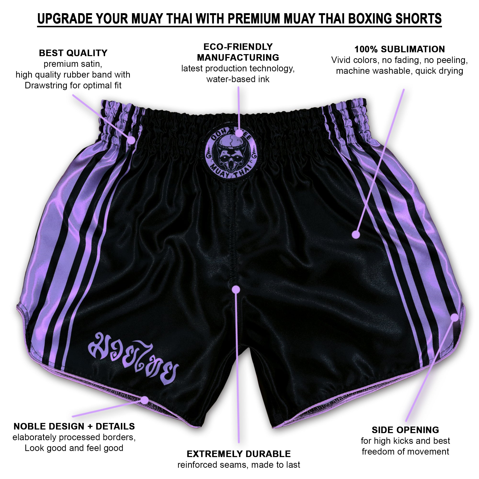 OOWEE | Nightshade Muay Thai Shorts in Black Purple