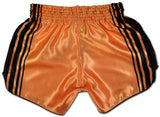 peach muay thai boxing shorts with black stripes