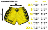 siue chart for yellow and black muay thai shorts