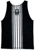 black muay thai tank top with white stripes