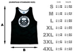 size chart for a black muay thai tank top in cm and inch