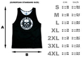 size chart for a black muay thai tank top in cm and inch