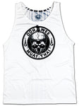 muay thai tank top in color white. front logo with brand oohwee 