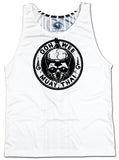 muay thai tank top in color white. front logo with brand oohwee 