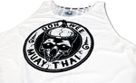 muay thai tank top closeup showing the oowee logo