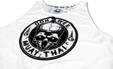 muay thai tank top closeup showing the oowee logo