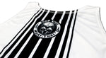 closeup from the backside of our new muay thai tank top showing the 8 stripes 