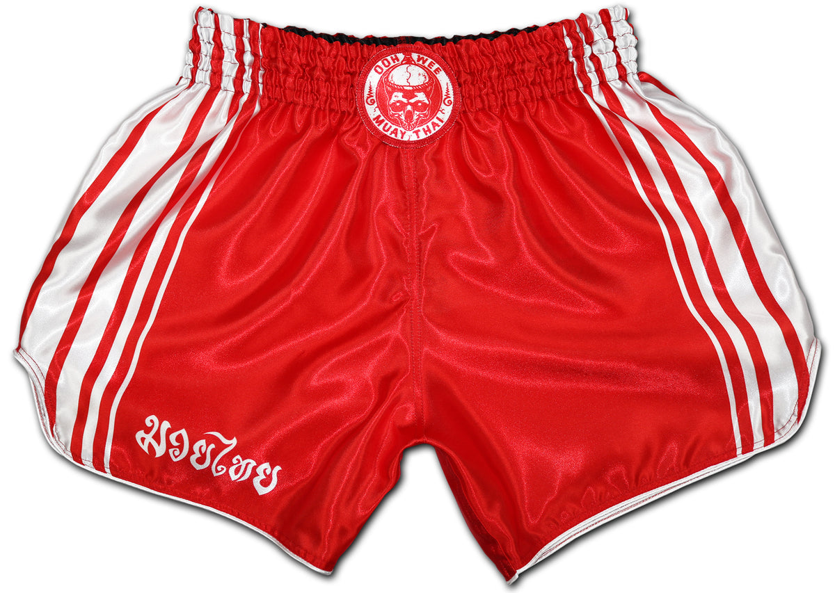 Red Heart And White Print Pattern Muay Thai Boxing Shorts