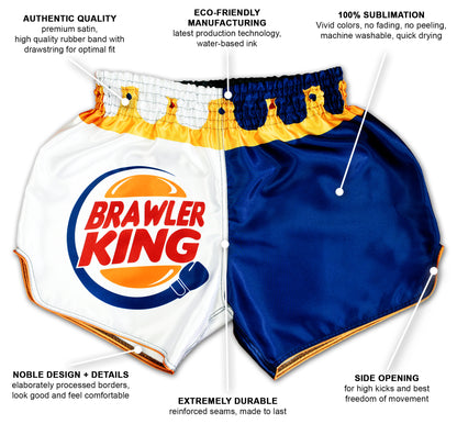 Brawler King Muay Thai Shorts with premium satin quick dry fabric and reinforced seams