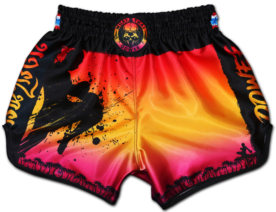 Patchwork Tropical Print Pattern Muay Thai Boxing Shorts main image 1