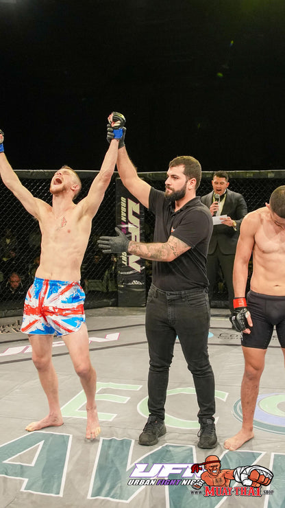 Union Jack Fight Shorts worn by a Fighter in the Octagon