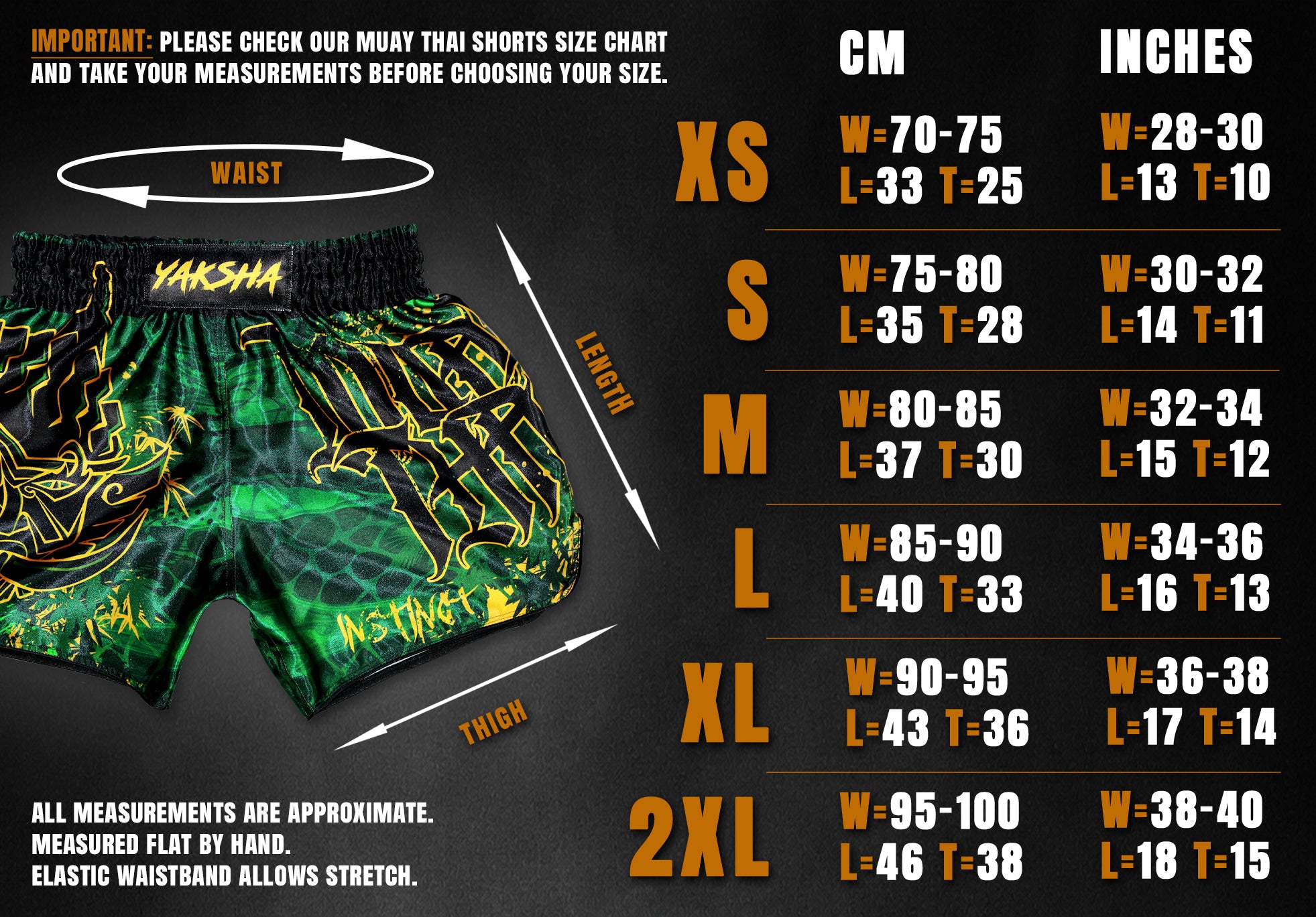YAKSHA 👊💥 Rumble in the Jungle Fight Shorts in Black, Green and Gold