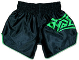 muay thai shorts black green