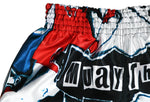 thai boxing shorts red white blue