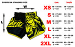 muay thai shorts size chart