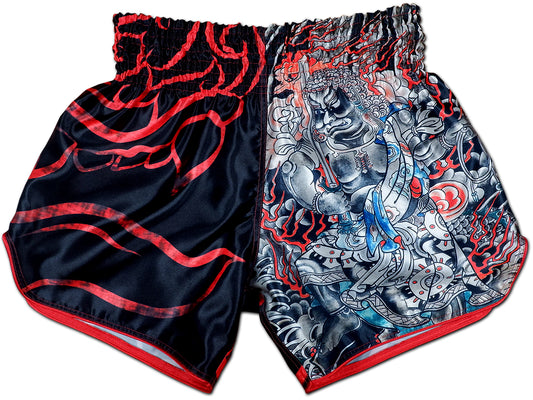 Front view of Dragon Master Mixed Martial Arts Shorts with bold Japanese tattoo inspired dragon artwork